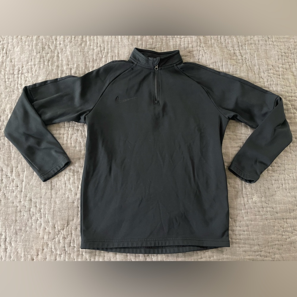 Nike Dri-FIT Black Quarter Zip Fleece Lined Jacket Boys Medium 10/12 High Neck